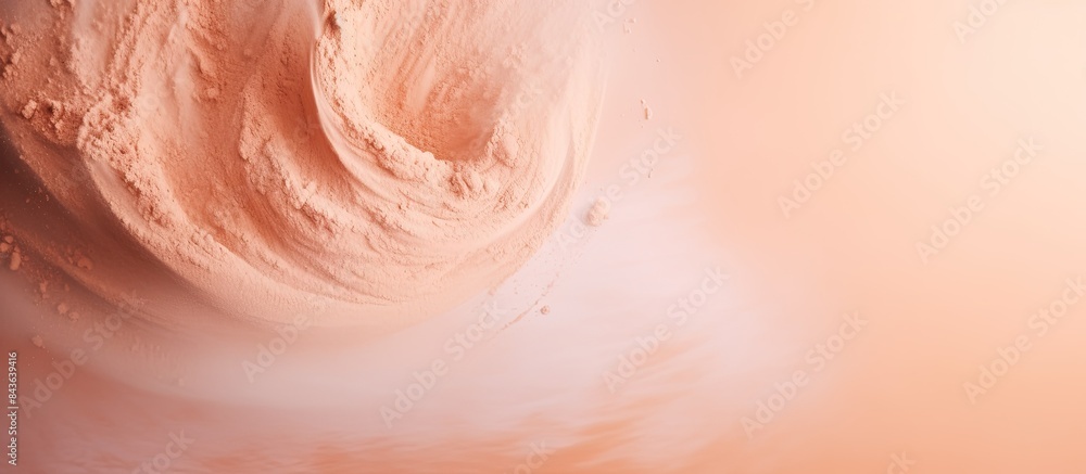 Fototapeta premium Light shade of face powder on a background with plenty of copy space image
