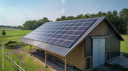 Wallpaper Mural Close-up of solar panels on a barn roof, agricultural setting, bright sunny day, sustainable energy for farming  Torontodigital.ca