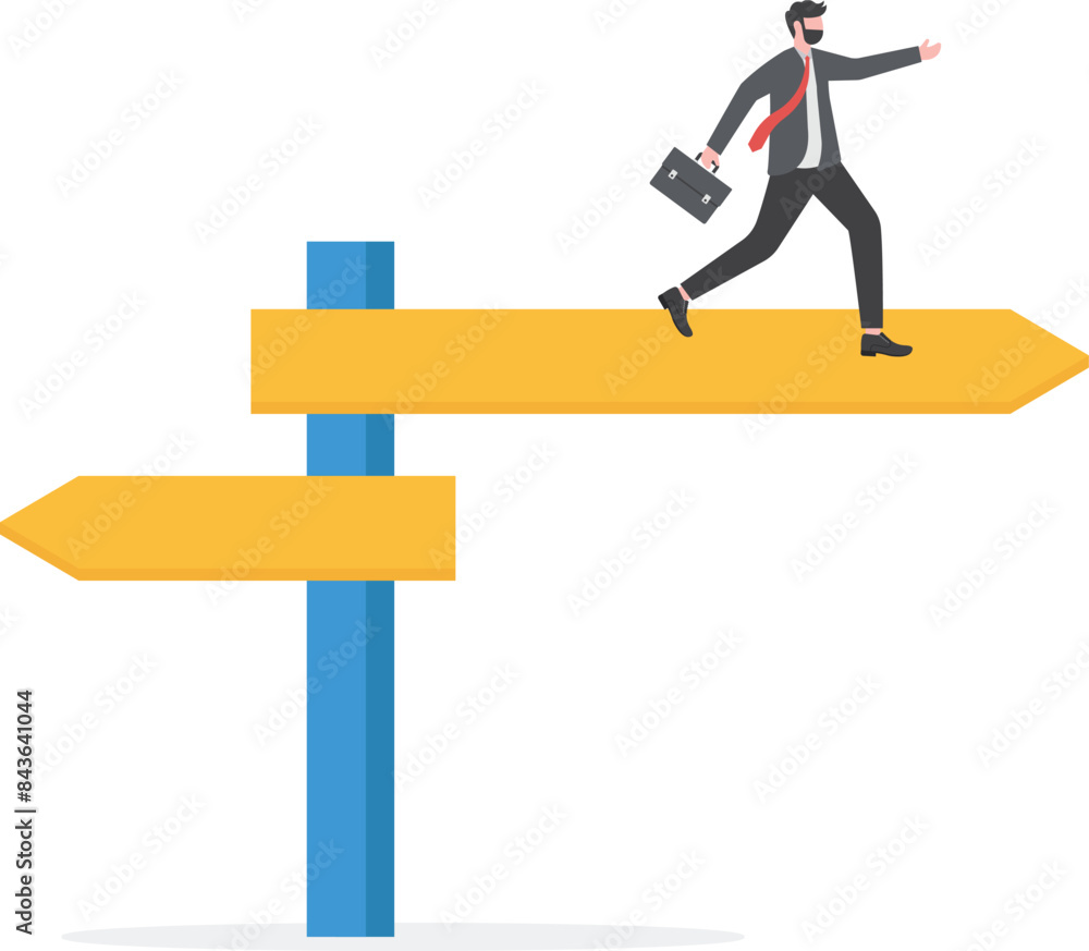 business decisions take the future path, actions to achieve business growth or career success, businessman standing in the direction of the crossroads chose the direction concept vector illustration
business decisions take the future path, actions to achieve business growth or career success, businessman standing in the direction of the crossroads chose the direction concept vector illustration