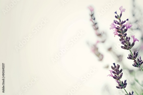 flower Photography  Lavandula angustifolia  copy space on right  Close up view  Isolated on white Background