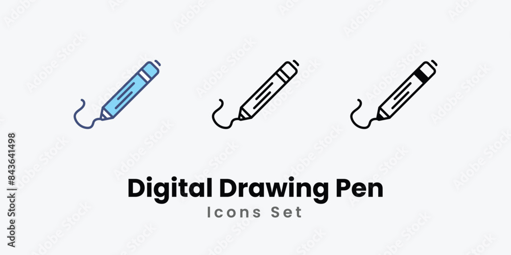 Digital Drawing Pen icons vector set stock illustration. Digital Drawing Pen icons vector set stock illustration.