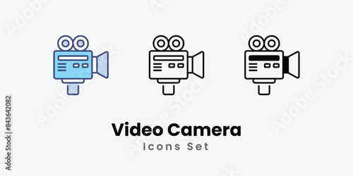 Video Camera icons vector set stock illustration.