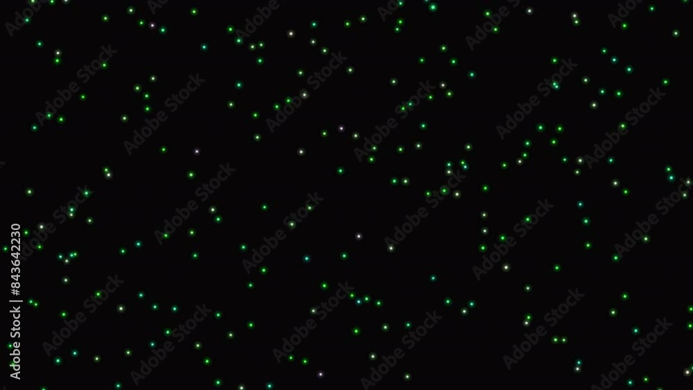 green stars. flashing luminous stars on a black background. background animation