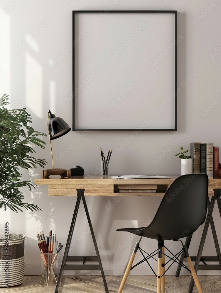 Fototapeta premium Study Desk Wall Art Picture Framework Mock-up