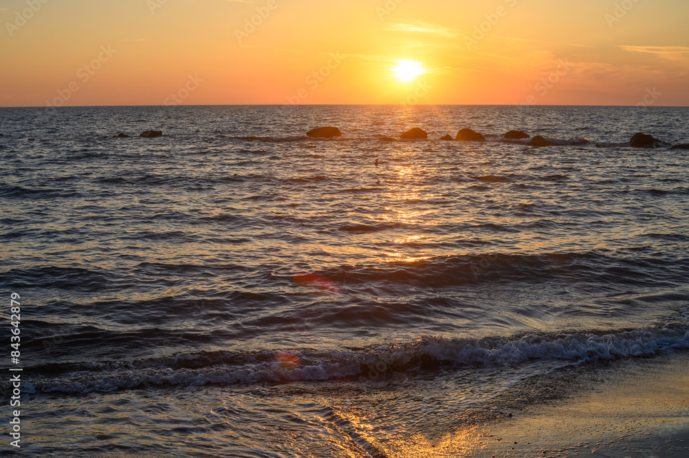 Fototapeta premium Beautiful sunset over the Mediterranean sea in Gaziveren , Cyprus 1