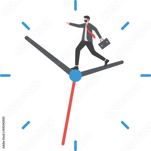 trying to get time back, extension of time to complete the work, businessman tries to turn back the clock to rewind time concept vector illustration

