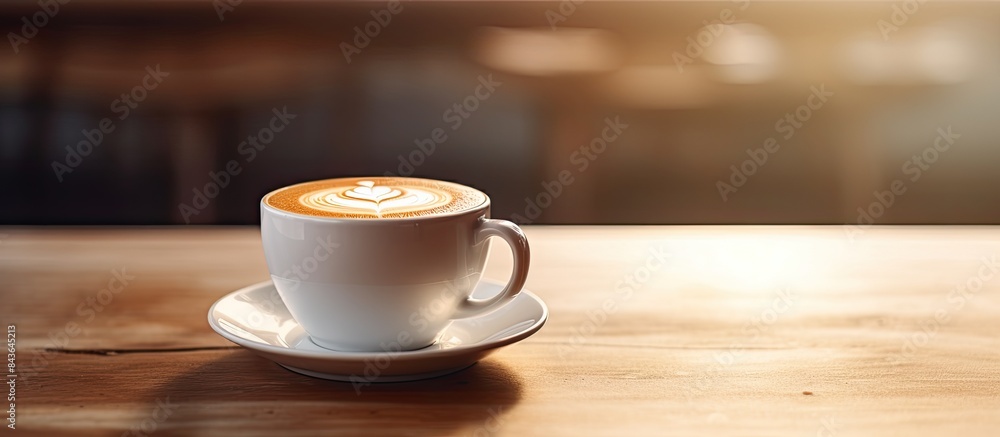 A copy space image of a Chai Latte served in a white cup resting on a wooden table A copy space image of a Chai Latte served in a white cup resting on a wooden table
