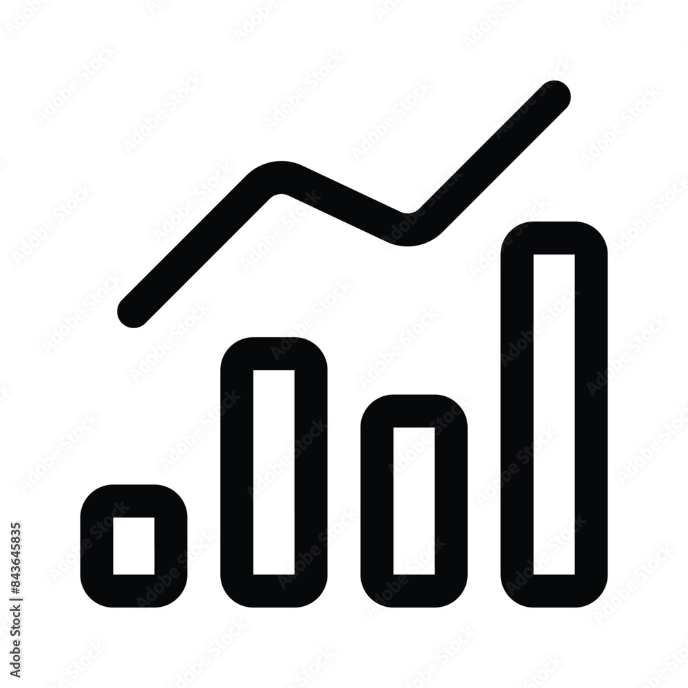 Bar chart with upward arrow, an icon of data analysis in modern style