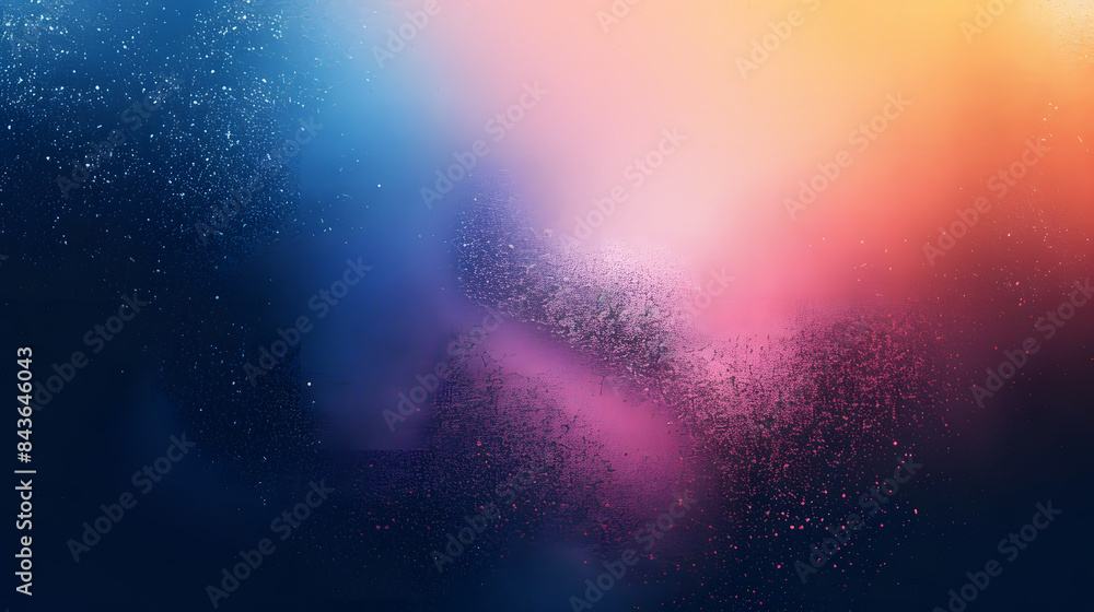 Naklejka premium Grainy gradient background blue pink yellow abstract glowing color wave black dark backdrop noise texture banner poster header design
