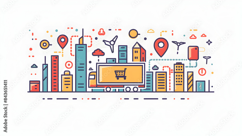 An artistic 3D flat icon as Logistic symbol with ample copy space for project planning Doodle line cartoon style An artistic 3D flat icon as Logistic symbol with ample copy space for project planning Doodle line cartoon style