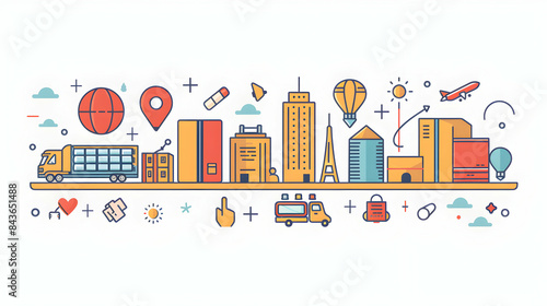 3D Flat Icon Logistic Symbol with Copy Space for Project Planning Concept Doodle Line Cartoon Style Ideal for Goal Setting and Supply Chain Management