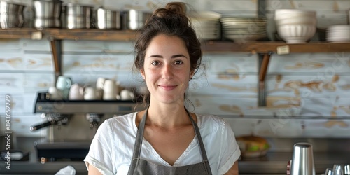 Cheerful Barista in Tropical Themed Cafe © BG_Illustrations