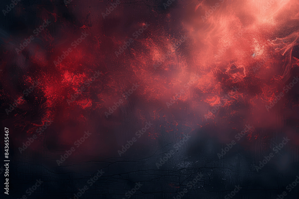 Fototapeta premium Dark Red and Black Grunge Fantasy Background with Smoke and Sparks