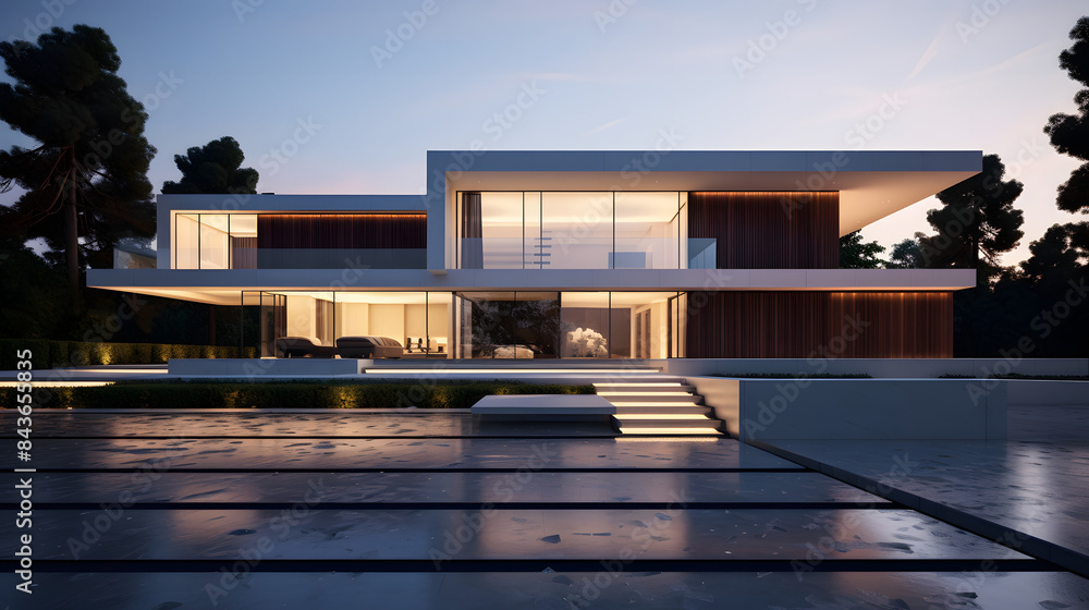 A modern luxury home with a pool at sunset, showcasing sleek architectural design and elegance. A modern luxury home with a pool at sunset, showcasing sleek architectural design and elegance.