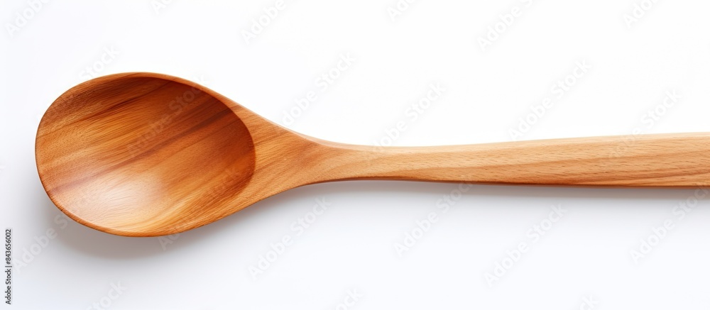 A copy space image of a wooden plate and spoon placed on a white background A copy space image of a wooden plate and spoon placed on a white background
