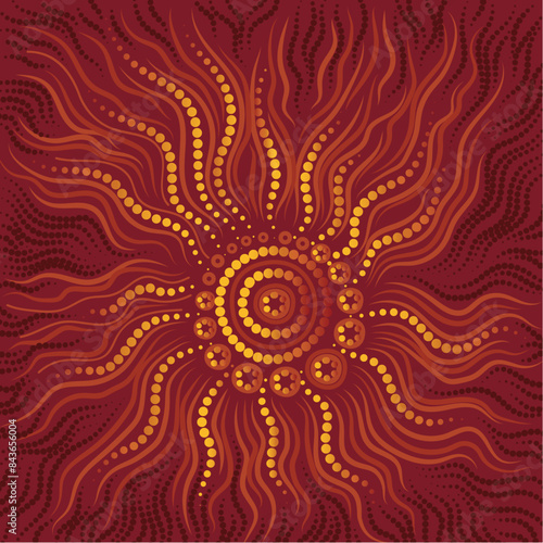 Brown aboriginal style gradient doted vector background