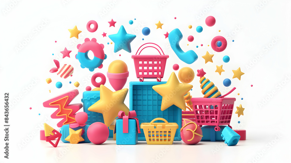 3D Flat Sale Discount Icon on Blue Background with Text Space Marketing and Retail Strategies Illustration in Doodle Cartoon Style 3D Flat Sale Discount Icon on Blue Background with Text Space Marketing and Retail Strategies Illustration in Doodle Cartoon Style