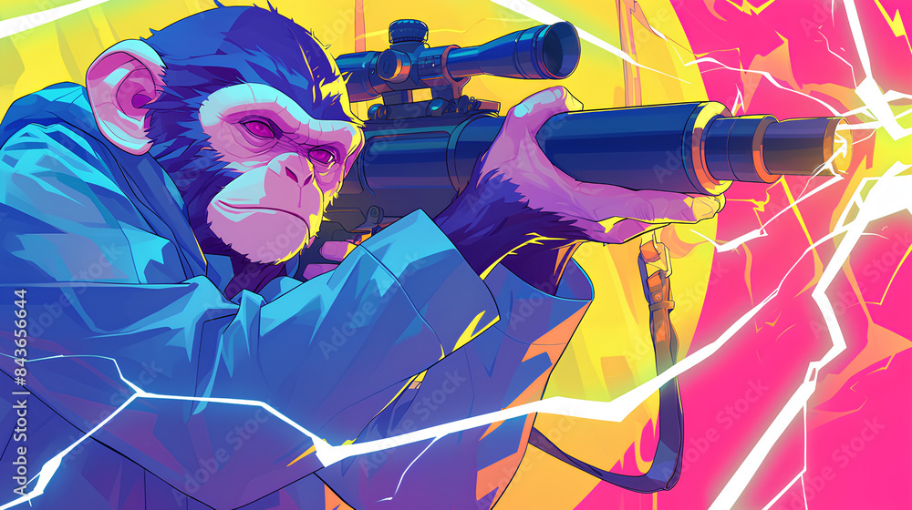 Obraz premium a monkey shoots electricity