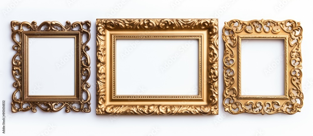 golden picture frame isolated on white background. copy space available golden picture frame isolated on white background. copy space available