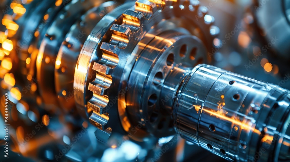 Precision in Motion: Close-up of Advanced Industrial Machinery Parts in Operation Showcasing Technological Advancement Precision in Motion: Close-up of Advanced Industrial Machinery Parts in Operation Showcasing Technological Advancement