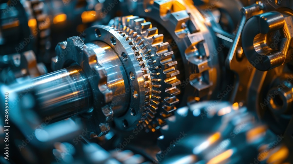 Precision in Motion: Close-up of Dynamic Industrial Machinery in Operation Showcasing Technological Advancement Precision in Motion: Close-up of Dynamic Industrial Machinery in Operation Showcasing Technological Advancement