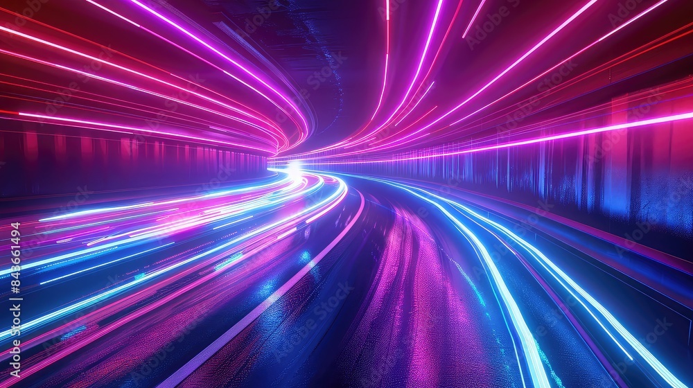Neon light trails forming abstract shapes, cyberpunk, dark background, high contrast, Neon light trails forming abstract shapes, cyberpunk, dark background, high contrast,