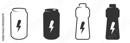 Energy drink icons. Energy drink can. Vector illustration