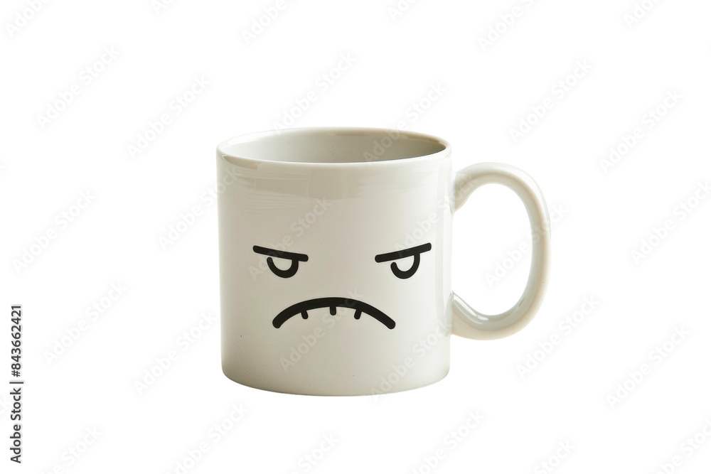 face on ceramic coffee cup photographed alone on a white background face on ceramic coffee cup photographed alone on a white background