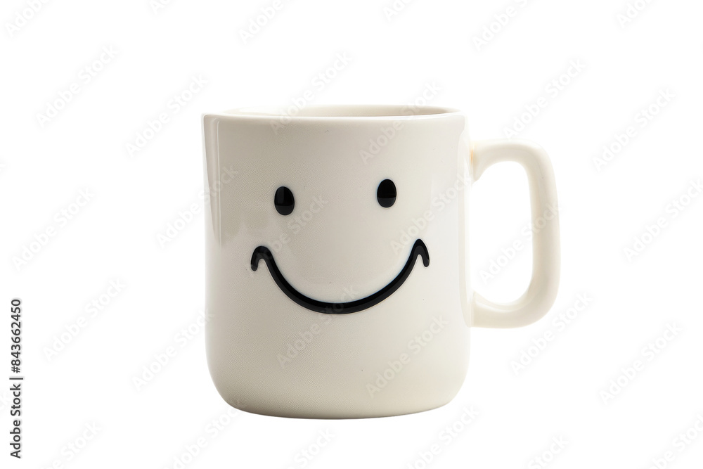 face on ceramic coffee cup photographed alone on a white background face on ceramic coffee cup photographed alone on a white background