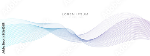 Abstract blue purple gradient flowing wave lines on white background. Modern colorful wavy lines pattern design element. Suitable for banner, cover, poster, website, presentation, brochure, flyer