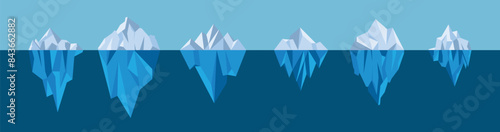 Set of blue iceberg vector icons. Glacier icon. Vector illustration