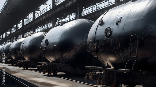 Industrial Train Yard with Tanker Cars photo