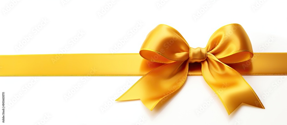 yellow gift bow ribbon isolated on white background. copy space available yellow gift bow ribbon isolated on white background. copy space available