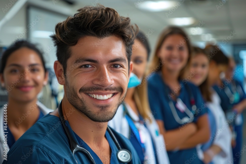 A group of smiling medical professionals are posing for a photo A group of smiling medical professionals are posing for a photo