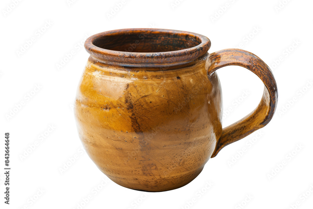 A ceramic cup filled with hot coffee drink Isolated on white