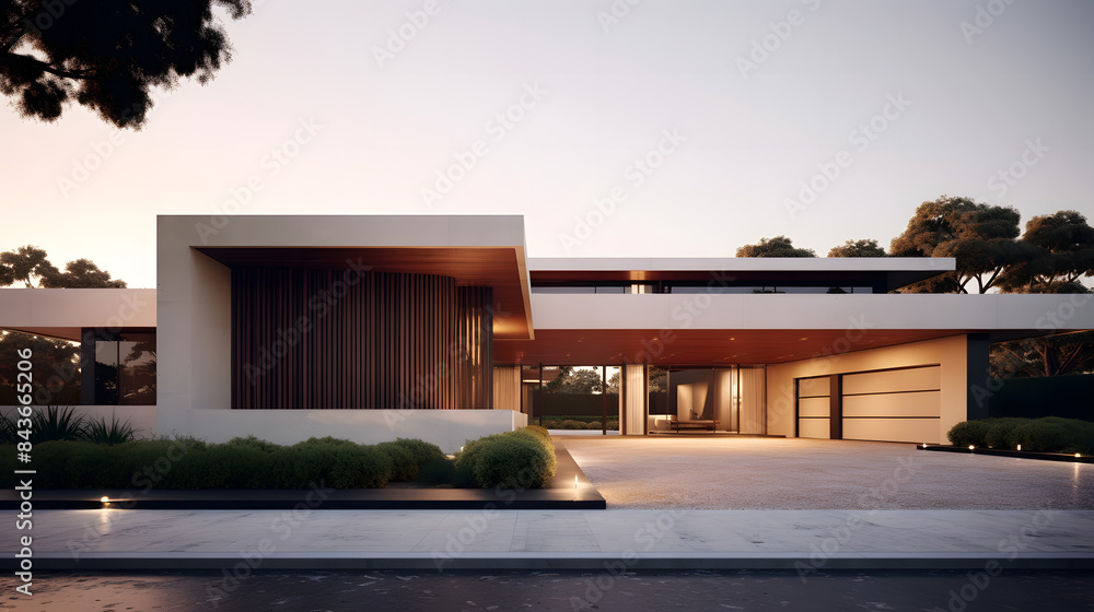 Modern Luxury House with Pool and Evening Lighting Modern Luxury House with Pool and Evening Lighting