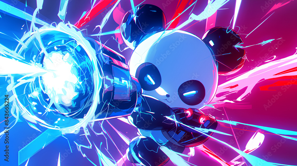 Fototapeta premium a panda shooting electricity