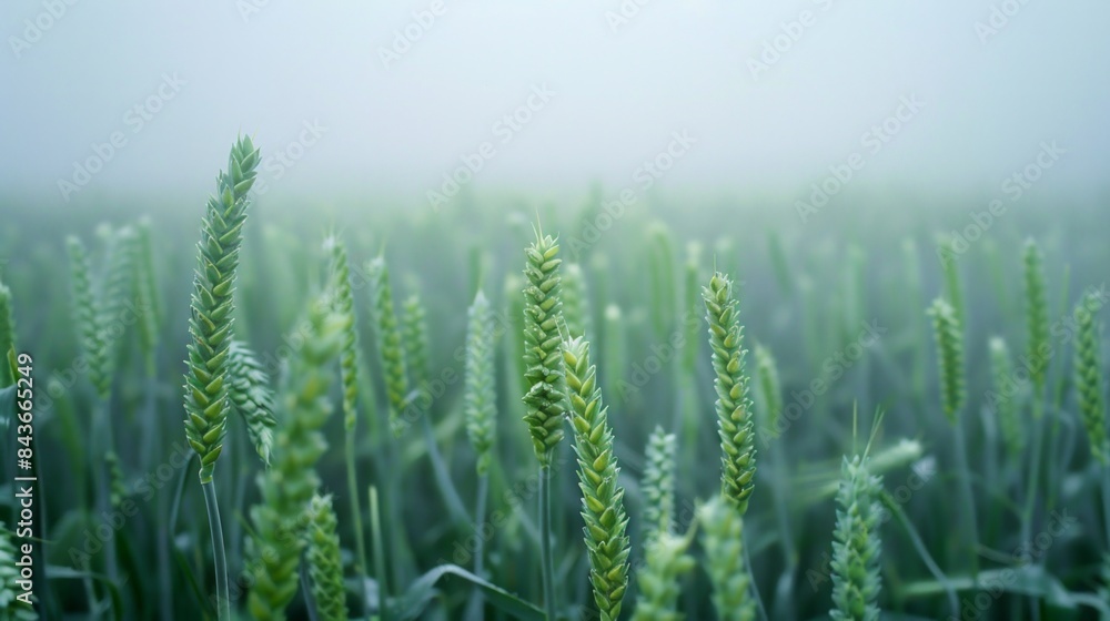 Abstract background of green young wheat ear in field Abstract background of green young wheat ear in field