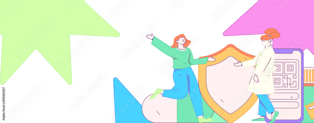 Obraz premium Medical characters fighting the epidemic flat vector concept operation hand drawn illustration 