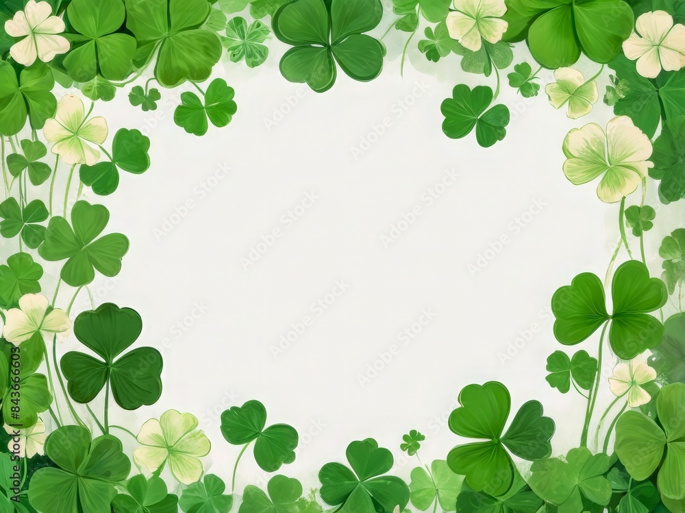 A lush botanical border with green clovers and white flowers, perfect for adding a touch of nature to any design. Botanical Border A lush botanical border with green clovers and white flowers, perfect for adding a touch of nature to any design. Botanical Border