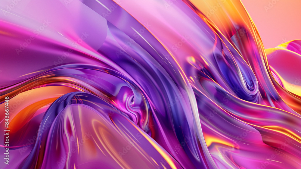 Fototapeta premium Shiny Undulating 3D Forms on Bright Vibrant Gradient
