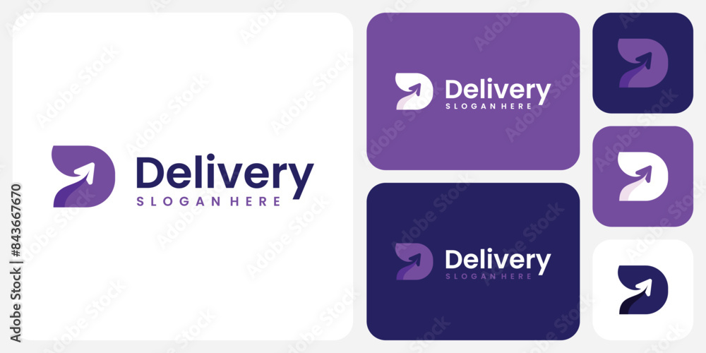 Vector logo design of the initials letter D and arrow in the shape of a flying paper airplane in a modern, simple, clean and abstract style. Vector logo design of the initials letter D and arrow in the shape of a flying paper airplane in a modern, simple, clean and abstract style.