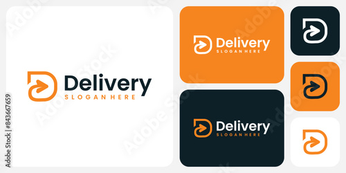 Vector logo design of initial letter D and paper airplane shape arrow with modern, simple, clean and abstract style.