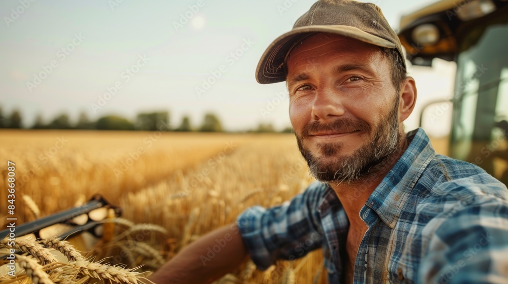 Portrait of male farmer in golden wheat field. Portrait of male farmer in golden wheat field.