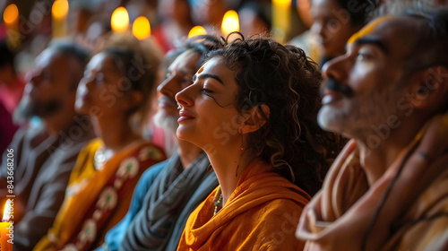 A religious congregation from different faiths coming together for an interfaith prayer service focused on environmental stewardship and © Prasanth