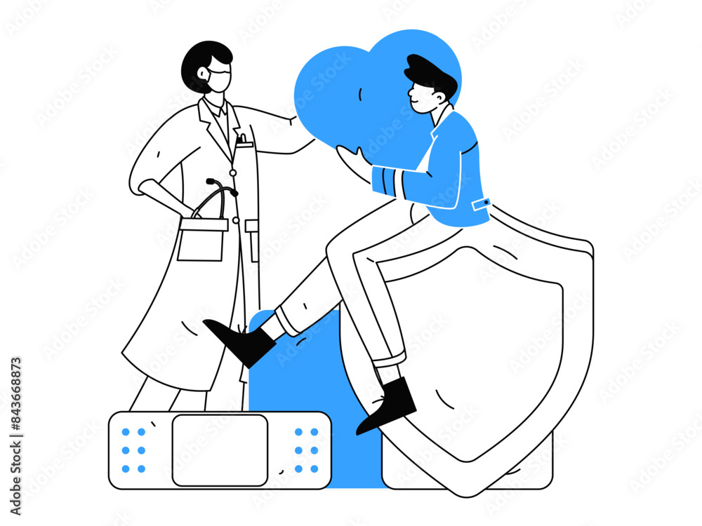 Medical characters fighting the epidemic flat vector concept operation hand drawn illustration
Medical characters fighting the epidemic flat vector concept operation hand drawn illustration