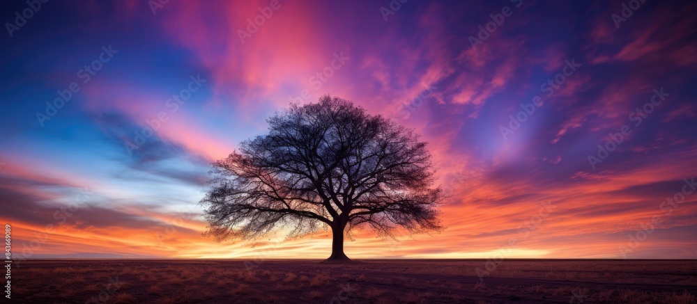 Beautiful twilight sky and poplar. copy space available Beautiful twilight sky and poplar. copy space available