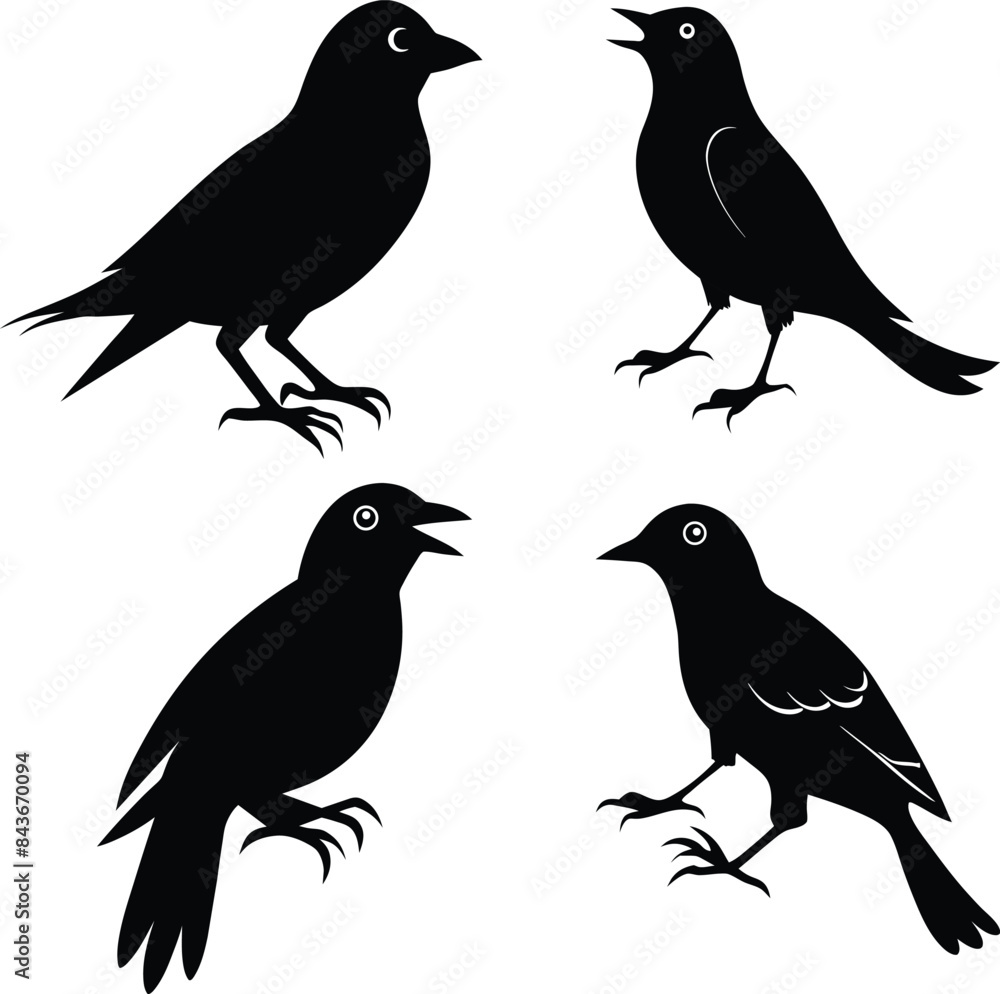set of black bird silhouettes vector elements vector set of black bird silhouettes vector elements vector