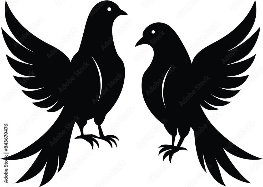 Obraz premium set of black bird silhouettes vector elements vector