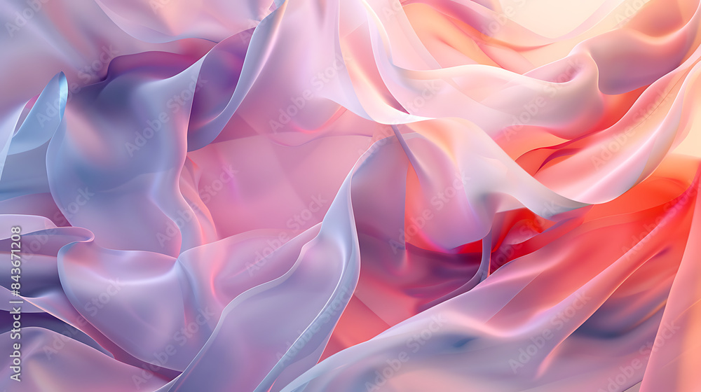A light flowy artistic silk wavy background. Resembling pastel color cloth fabric. Abstract colorful waves serene backdrop. AI generated A light flowy artistic silk wavy background. Resembling pastel color cloth fabric. Abstract colorful waves serene backdrop. AI generated